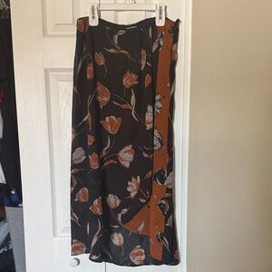 Sienna Sky Asymmetrical Skirt in Black and Brown Floral